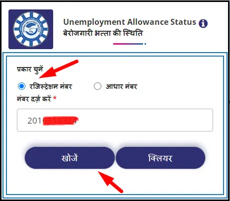 Rajasthan Berojgari Bhatta Payment Status Check by Registration Number
